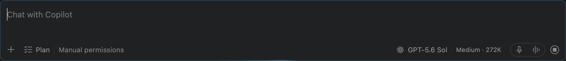 Live VS Code Insiders chat composer with the animated working border